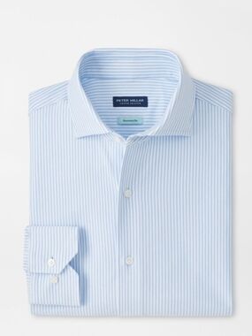 Peter Millar Crown Crafted Excursionist Flex Stripe Sport Shirt XL Blue Forest